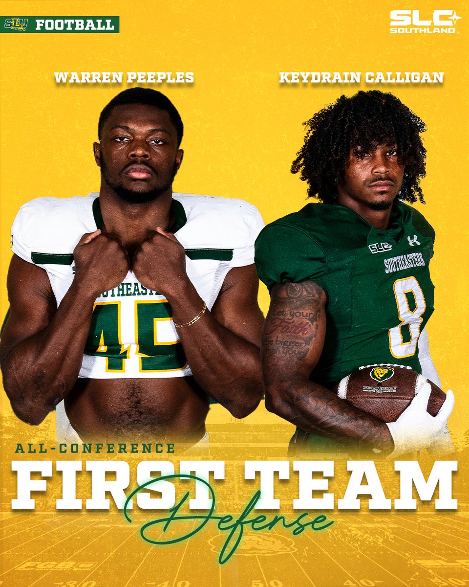 Congratulations to DL Warren Peeples and DB Keydrain Calligan for being named first team All-SLC!

#LionUp | #DoMore | #GTL
