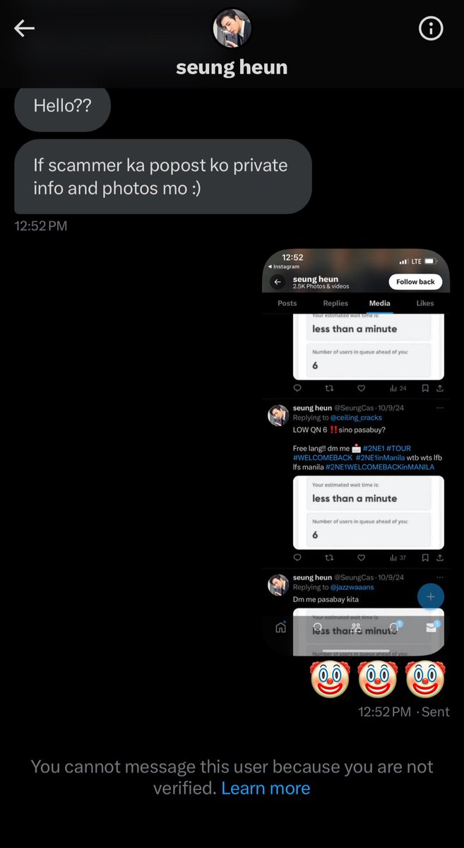 alysauurr's tweet photo. girlie had the audacity to threaten me 😭😭😭 BEWARE OF THIS SCAMMER @SeungCas 

#NIKIWorldTourPH https://t.co/HVi8zbuUG7