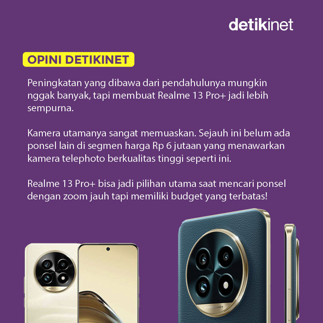 detikinet's tweet photo. Ponsel mid-range ini hadir membawa kamera periskop sebagai fitur unggulannya dan sejumlah peningkatan lainnya.
>> https://t.co/EKB5a1r1Uf
#Realme #Gadget #HP #Realme13 #Realme13Pro #Realme13ProPlus #Konser #Kamera https://t.co/XuRhSGBbxz