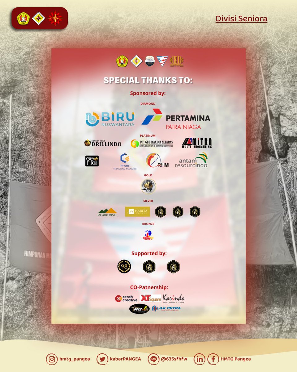 [𝗥𝗘𝗨𝗡𝗜 𝗔𝗞𝗕𝗔𝗥 𝗗𝗔𝗡 𝘿𝙄𝙀𝙎 𝙉𝘼𝙏𝘼𝙇𝙄𝙎 𝗛𝗠𝗧𝗚 "𝗣𝗔𝗡𝗚𝗘𝗔" 𝗞𝗘-𝟮𝟵]

Salam Pangeaku!

HMTG "PANGEA" UPN "Veteran" Yogyakarta dengan bangga mempersembahkan rangkaian acara Reuni Akbar dan Dies Natalis HMTG "PANGEA" ke-29.