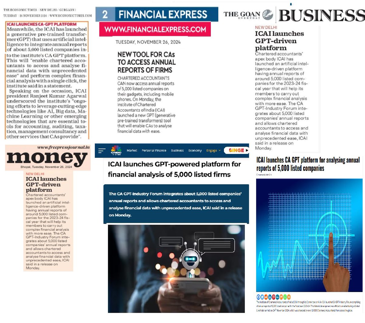 AIinICAI's tweet image. 🚀 ICAI launches CA GPT Platform! 🌟
Explore financial insights like never before with access to 5,000 listed companies’ reports—tailored for Chartered Accountants. 📊📈
Have you registered and started using it yet? 👉 ai.icai.org/cagpt/
#ICAI #CAGPT #AIforCAs…