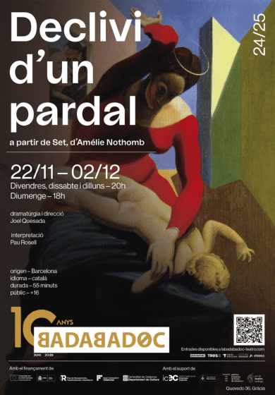 OriolOsan's tweet photo. 🎭 @pau__rosell és Jesucrist a 'Declivi d'un pardal' de #JoelQuesada. Una versió (molt) lliure de #Set, d'Amélie Nothomb, on l'actor creix i es transforma en un Crist que es https://t.co/302Kn3rErk contra Déu i la família. 

🗓 A la @LaBadabadoc fins dilluns. https://t.co/1IMavgsaUD