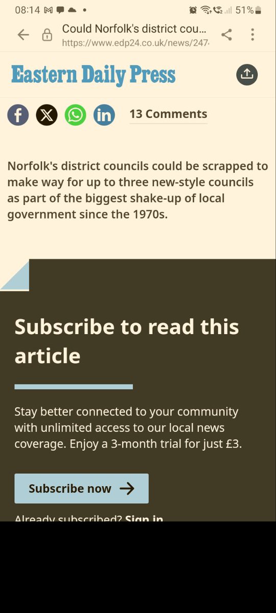 Morning <a href="/EDP24/">Eastern Daily Press</a> 
I finally subscribed,  followed all instructions, logged in, verified email...but here I still am being told to subscribe...