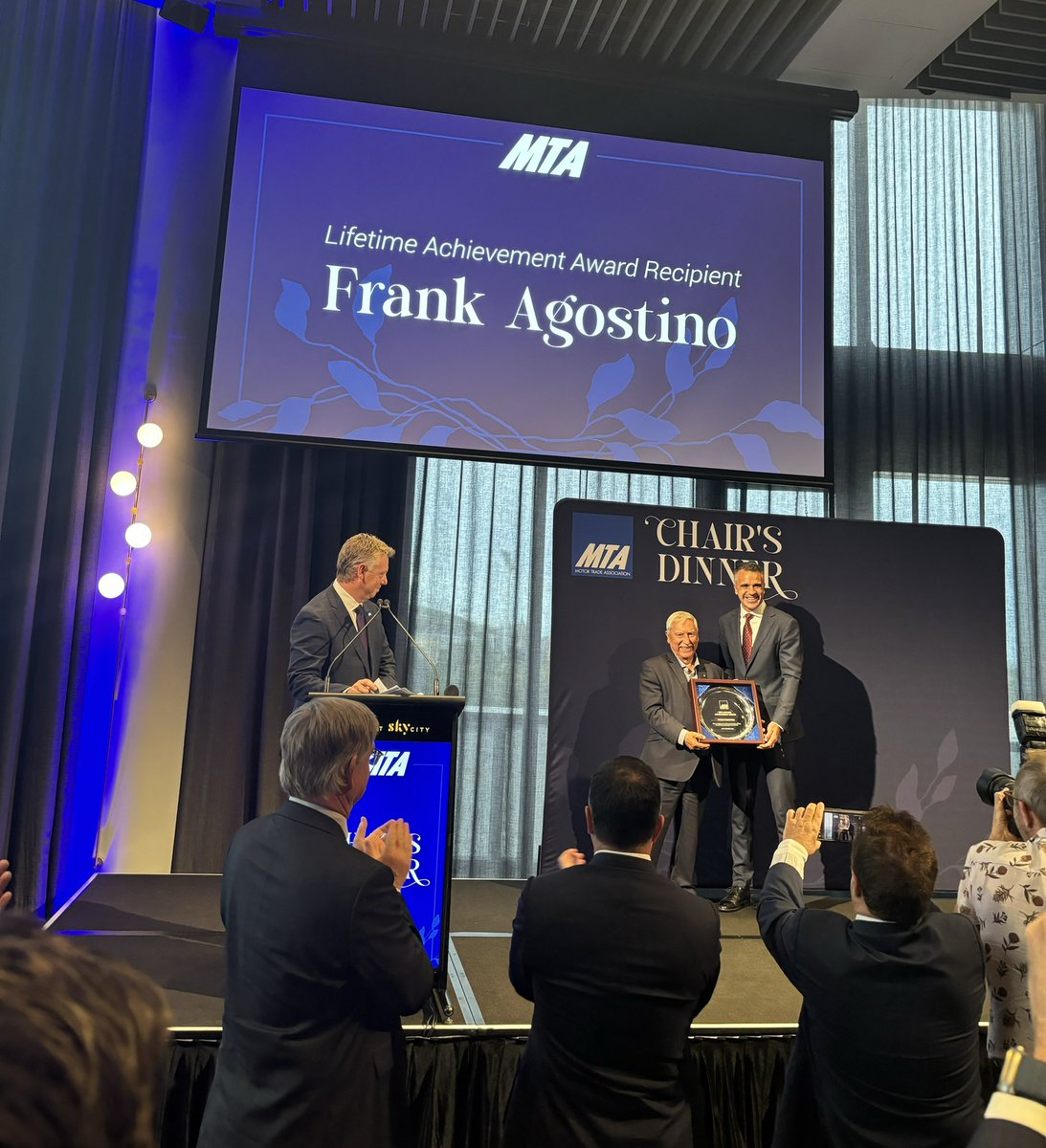 It’s a great pleasure to speak at the MTA Chair’s Dinner to thank the industry for their important contribution to our State’s economy.

It was also a great honour to present Frank Agostino with the inaugural MTA Lifetime Achievement Award.