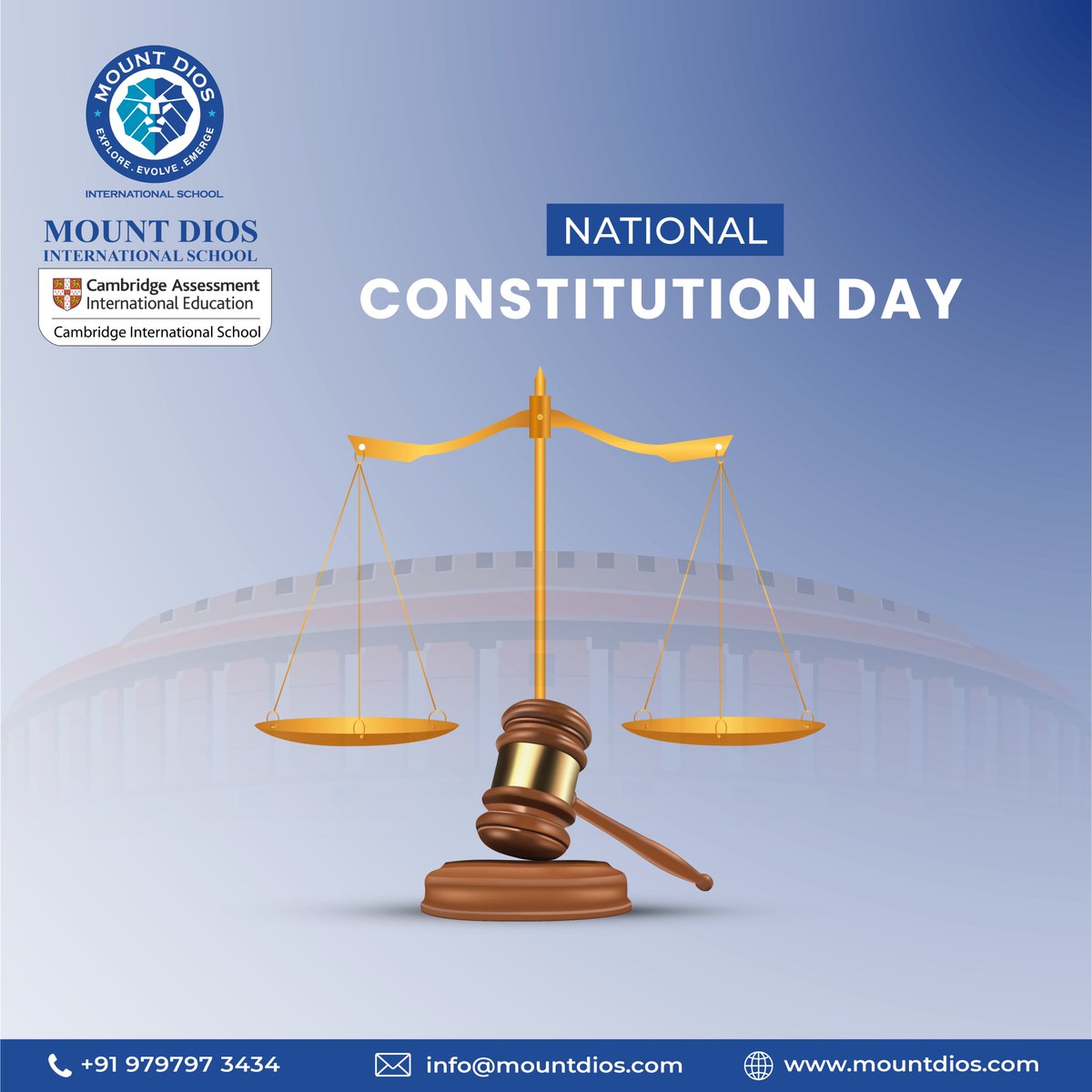 📜 National Constitution Day 🇮🇳

At Mount Dios International School, we honor the cornerstone of our democracy—the Indian Constitution. This living document inspires us to uphold justice, equality, and liberty for all.
#constitutionday #mountdiosinternational