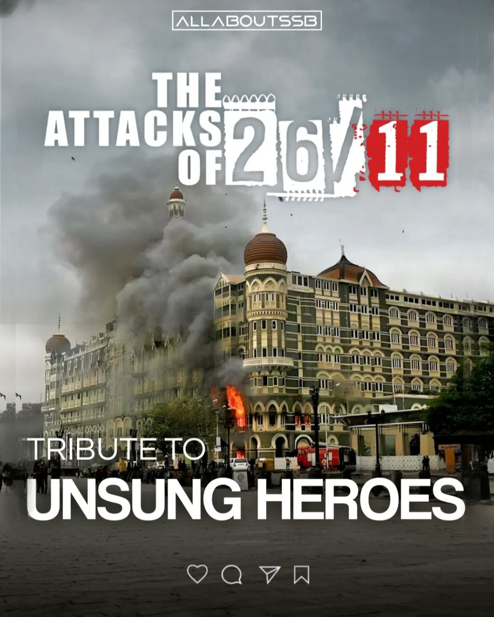 AllAboutSSB's tweet photo. SALUTING THE 26/11 HEROES

Remembering the brave hearts who fought terrorism and sacrificed their lives to protect ours. Your courage, spirit, and sacrifice will never be forgotten. You will forever be in our hearts. https://t.co/eSr8ahdzxy