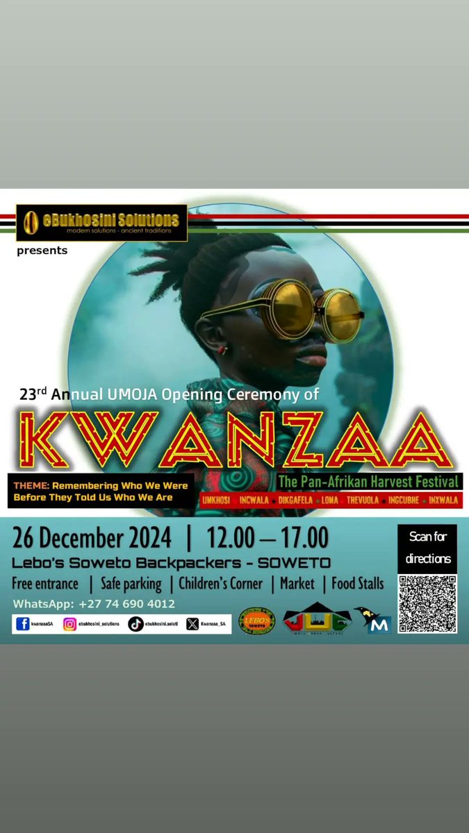 KWANZAA_SA's tweet photo. THE COUNTDOWN TO #Kwanzaa2024 IS ON! 

It's just one month until we gather at the Kwanzaa Umoja Opening Ceremony! 

#Kwanzaa #KwanzaaMzansi  #Kwanzaasa #KwanzaaInSoweto  #KwanzaaKoKasi #KwanzaaKeYaRona https://t.co/q0hTkN6CDw
