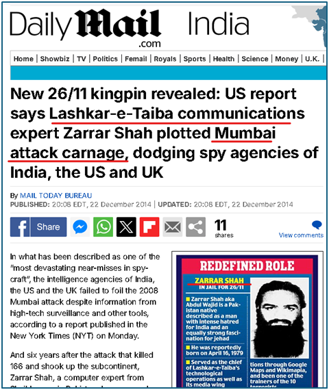 RuhaanaM's tweet photo. A US report exposes Zarrar Shah, LeT's communications expert, as the key mastermind behind the 26/11 Mumbai attacks. Despite efforts to evade global intelligence agencies, Pakistan must be held accountable for harboring terrorists. #NeverForget2611 https://t.co/yXoAdoHtUw