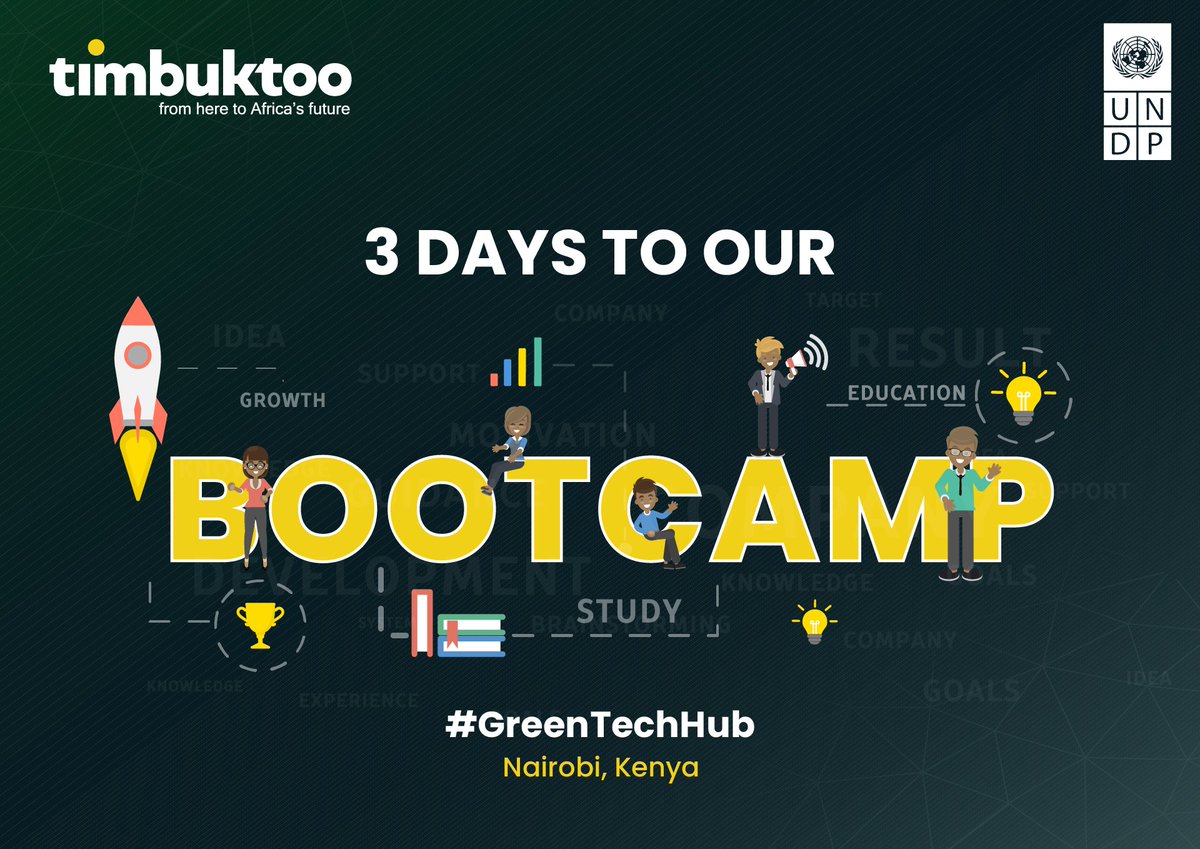 UNDPKenya's tweet photo. 3 days to go π
We are ready to engage Africaβs brightest minds in green tech! The timbuktoo #GreenTechHub aims to attract new partnerships for sustainability and economic growth across the continent.
π Join us in building a sustainable future for Africa!
#GreenTechBootcamp https://t.co/AG0UfxTvlc