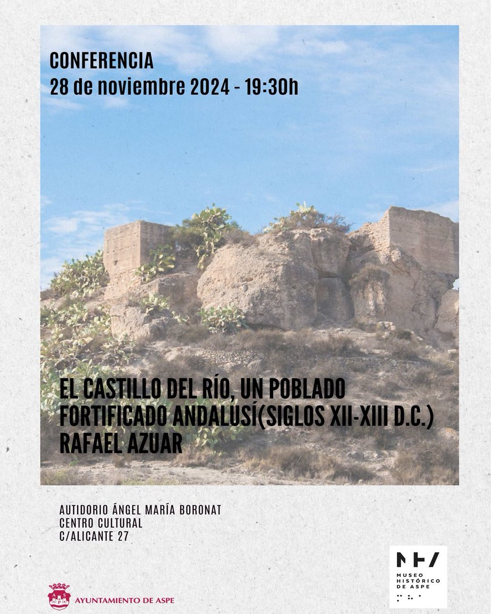Este jueves vendrá Rafael Azuar a hablarnos del Castillo del Río, no te lo pierdas! 😉