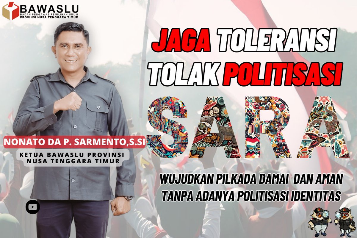 ntt_virall's tweet photo. Mari wujudkan pemilu yang jujur, adil, dan damai dengan menolak hoaks, ujaran kebencian, politisasi SARA, dan politik uang. Saring informasi sebelum membagikan, hindari penyebaran berita bohong yang dapat dikenai hukuman berat, serta laporkan segala bentuk pelanggaran. https://t.co/lKz6ADEuZD
