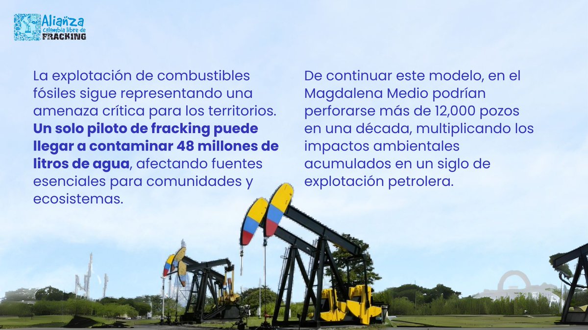 NoFrackingEnCol's tweet photo. 1.🚨🇨🇴 Colombia lidera el llamado global para dejar atrás los combustibles fósiles, pero en casa se impulsa Fracking y gas fósil, mientras prohibición se hunde🌱 Es momento de coherencia, proteger el agua y la vida debe ser prioridad. #NoAlFrackingNiALosYNC #ElFrackingNoVa https://t.co/nIRVm9GyhS