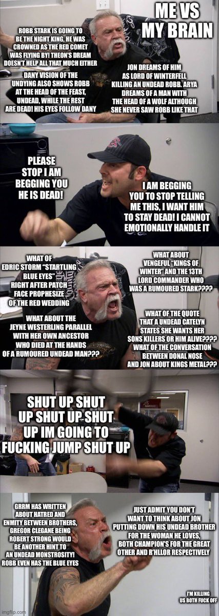 ScorpiousArtie's tweet image. George, if this happens, I’ll never forgive you, you genius. I hate my brain let me read in peace 
#ASOIAF #RobbStark #JonSnow #DaenerysTargaryen #GameOfThrones #HouseOfTheDragon #theory #13threason