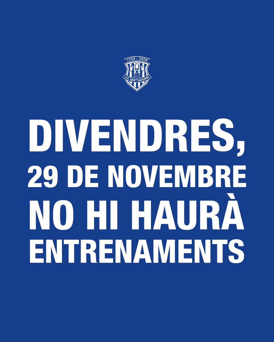 ⚠️ Amb motiu de la Festa Major local, aquest divendres, dia 29 de novembre, les instal·lacions esportives romandran tancades. Per aquest motiu, els entrenaments quedaran suspesos. ⚠️