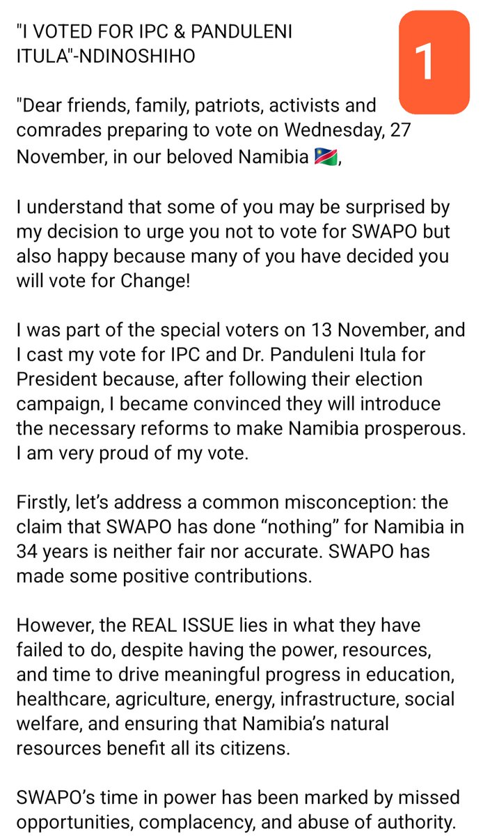 AmavilaKilian's tweet photo. If you have a minute, do go through this before tomorrow.
#IamVotingIPC
#Vote4IPC
#VoteForItula
#NamibiaVotes2024 https://t.co/OGacYiWuDN