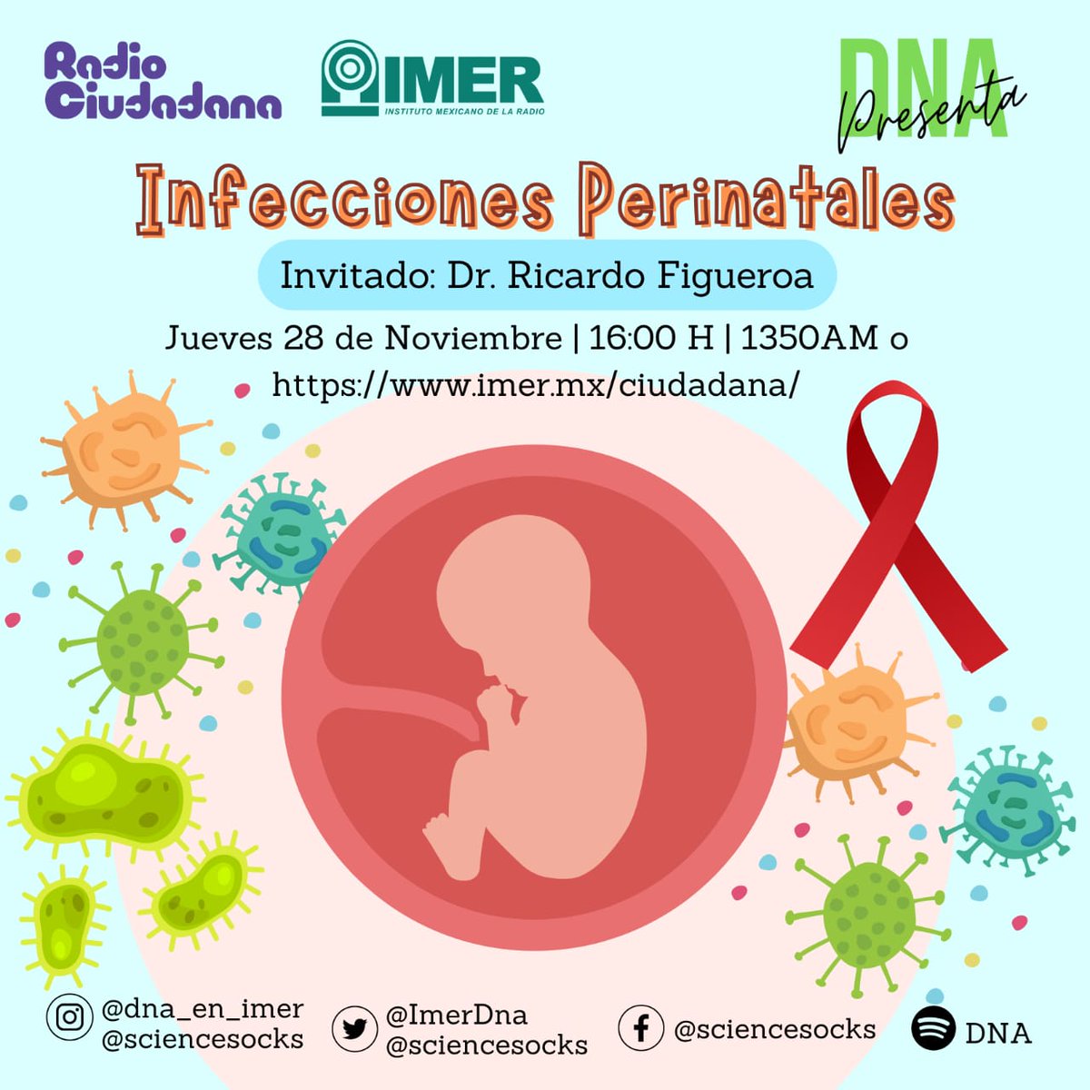 En el marco del #díamundialdelsida2024 hablaremos con Ricardo Figueroa de <a href="/INPer_mx/">INPer_mx</a> sobre #InfeccionesPerinatales 
No te lo puedes perder! Solo por <a href="/ciudadanaIMER/">Radio Ciudadana</a>
Jueves a las 16H 
#HablemosDeCiencia