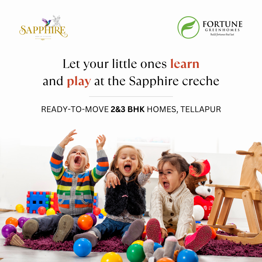 Let your child learn, play, and thrive in the comfort and security of your home at FGH Sapphire.

#FGHSapphire #FortuneGreenHomes #Tellapur #PremiumApartments #HyderabadRealEstate #Hyderabad
