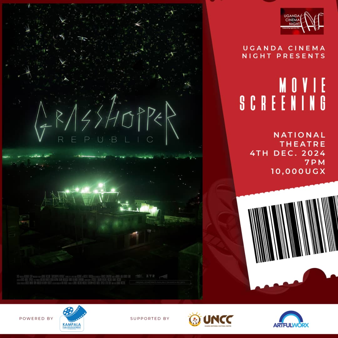 Uganda Cinema Night (@ugandanight) on Twitter photo In seasons of November & December Uganda experiences a season of Grasshoppers
Have you wondered where they come from & why they choose such seasons and places .
*On Wednesday 4th December 2024 ,we bring you a film Grasshopper Republic.
<a href="/mtnug/">MTN Uganda</a> <a href="/ntvuganda/">NTV UGANDA</a> <a href="/UNCC_UG/">Uganda National Cultural Centre</a> <a href="/CCFU_NGO/">Cross Cultural Foundation of Uganda</a> In seasons of November & December Uganda experiences a season of Grasshoppers
Have you wondered where they come from & why they choose such seasons and places .
*On Wednesday 4th December 2024 ,we bring you a film Grasshopper Republic.
<a href="/mtnug/">MTN Uganda</a> <a href="/ntvuganda/">NTV UGANDA</a> <a href="/UNCC_UG/">Uganda National Cultural Centre</a> <a href="/CCFU_NGO/">Cross Cultural Foundation of Uganda</a>
