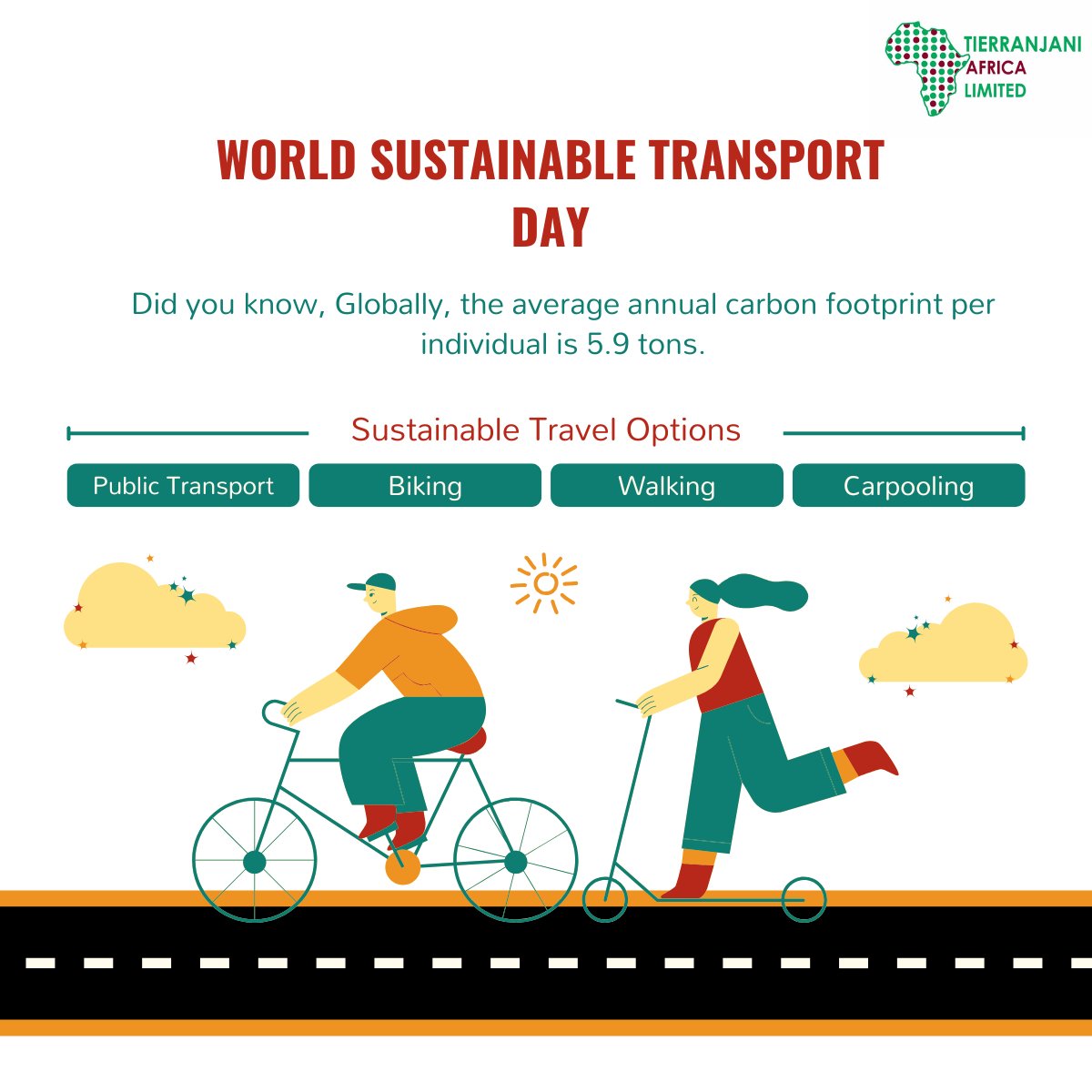 tierranjani's tweet photo. It's World Sustainable Transport Day!
Sustainable transport, with its objectives of universal access, enhanced safety, reduced environmental and climate impact- is central to sustainable development.
#emobility #Africa #etransport #traveloptions #climatechange https://t.co/QsFKjSk0KV