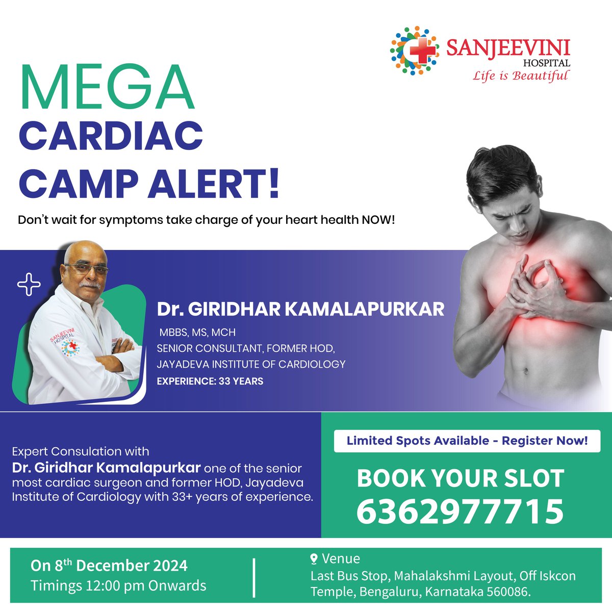 HospSanjeevini's tweet image. Join our Heart Camp to take control of your heart health! Get expert advice, discounts on heart health checks, and a personalized plan to improve your heart health. 

Register now!

#cardiaccamp #heartcamp #bangalore #sanjeevini #hospital