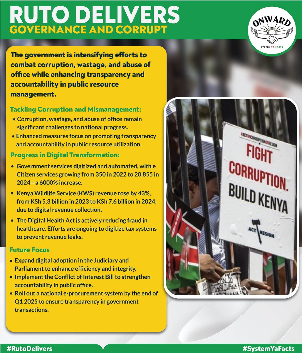 TabbyKanyungu's tweet photo. Enhanced transparency in government procurement has built public trust and reduced corruption.
#RutoIsDelivering 
Kazi Inafanyika https://t.co/ilNQVBwjqJ