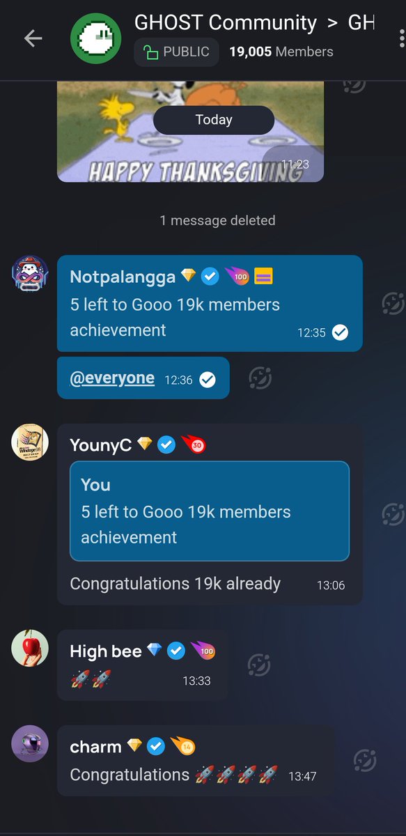 NotPalangga's tweet photo. Woohoo! 🎉 @ghost_icp @OpenChat Group just hit 19K members! Massive thanks to our amazing community for all the support. Here's to many more adventures together! #GhostGroup #19kMembers #CommunityLove #ThankYou https://t.co/g6eXhp9GAL