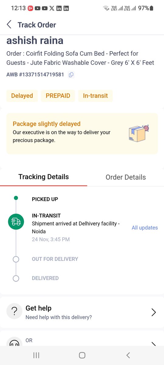 <a href="/delhivery/">Delhivery</a> <a href="/help_delhivery/">helpdesk_delhivery</a> 

Tell me when u will deliver this