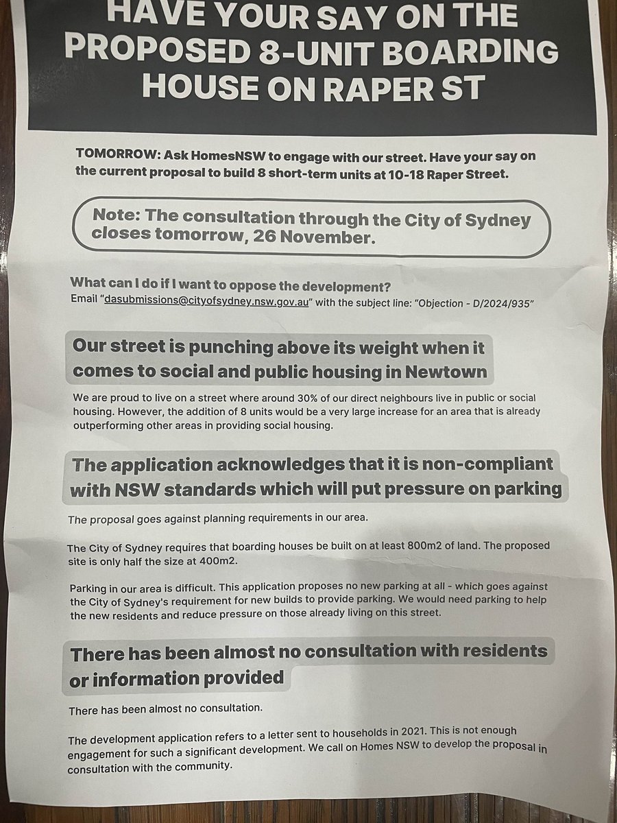 Anonymous grubs are letterboxing against public housing in Newtown, please send a submission by following the link in the comments.

Deadline is TODAY.