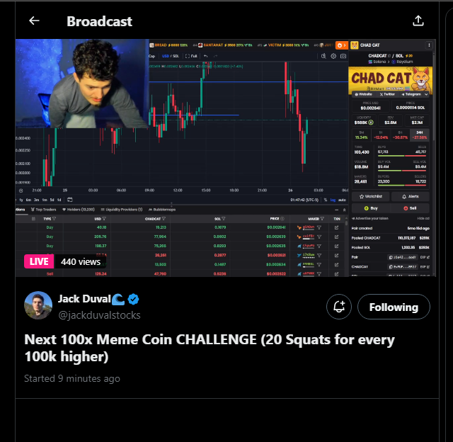 bqlloonsux's tweet photo. Bro this guy is doing hundreds of squats for this crypto, CHADCAT TO THE MOON https://t.co/kf3RzYSAGX