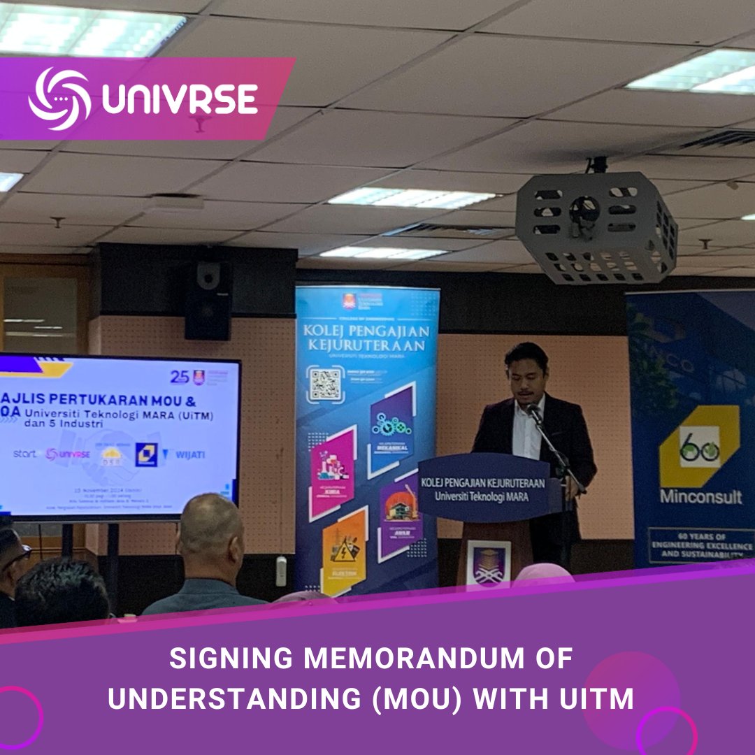 UniVRseOfficial's tweet photo. We’re thrilled to announce that UniVRse Interactive has successfully signed a Memorandum of Understanding (MOU) with UiTM Shah Alam! 🎉   

A heartfelt thank you to UiTM Shah Alam for organizing an exchange MOU event. 📷 

#UniVRseInteractive #MOUSigning #Collaborations https://t.co/4r1P6QqgDr