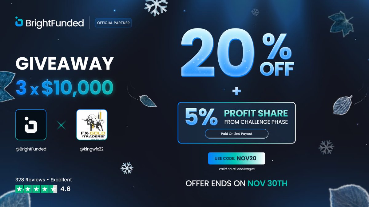 kingwfx (@kingwfx22) on Twitter photo Once again
3 x $10K GIVEAWAY
In honor of BrightFunded's 20% OFF November Promotion,Giveaway 3 Acounts
1. Follow: <a href="/BrightFunded/">BrightFunded</a>,@kingwfx22
2. Like and Retweet.
3. Tag 3 friends
4. Engage the <a href="/BrightFunded/">BrightFunded</a> pinned post.
Winners on in 72hrs days Once again
3 x $10K GIVEAWAY
In honor of BrightFunded's 20% OFF November Promotion,Giveaway 3 Acounts
1. Follow: <a href="/BrightFunded/">BrightFunded</a>,@kingwfx22
2. Like and Retweet.
3. Tag 3 friends
4. Engage the <a href="/BrightFunded/">BrightFunded</a> pinned post.
Winners on in 72hrs days