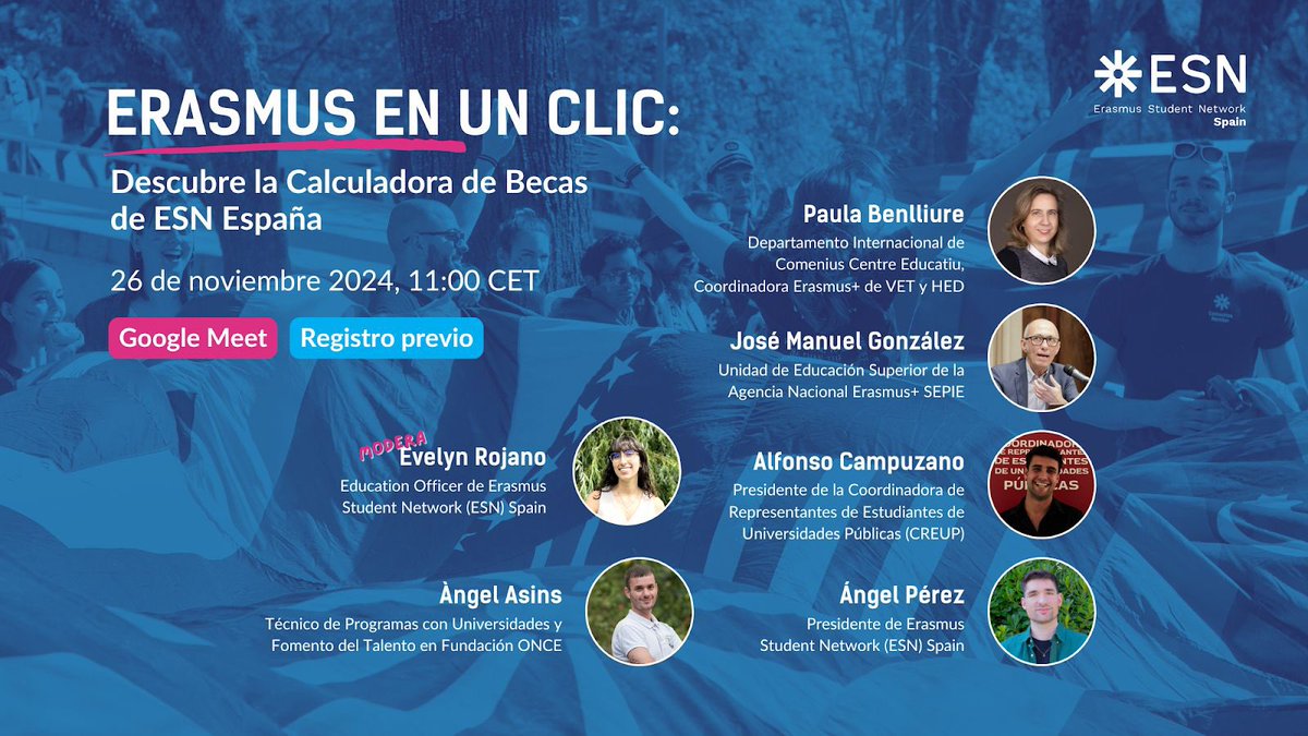 ¿Te vas de Erasmus y no sabes cuánto recibirás? ✨ Descubre la Calculadora de Becas de ESN España en nuestro webinar con <a href="/sepiegob/">SEPIE</a> , <a href="/CREUPCREUP/">CREUP</a> y <a href="/Fundacion_ONCE/">Fundación ONCE</a> 📚💻. Te esperamos hoy 26 de noviembre a las 11:00 CET por Google Meet 🌍. Regístrate aquí: docs.google.com/forms/d/e/1FAI…
