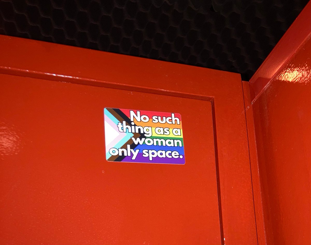 Seen in the women's toilet of a London theatre the night before <a href="/ForWomenScot/">For Women Scotland</a> case at the Supreme Court. We beg to differ because #WeKnowWhatAWomanIs and women deserve their own spaces.