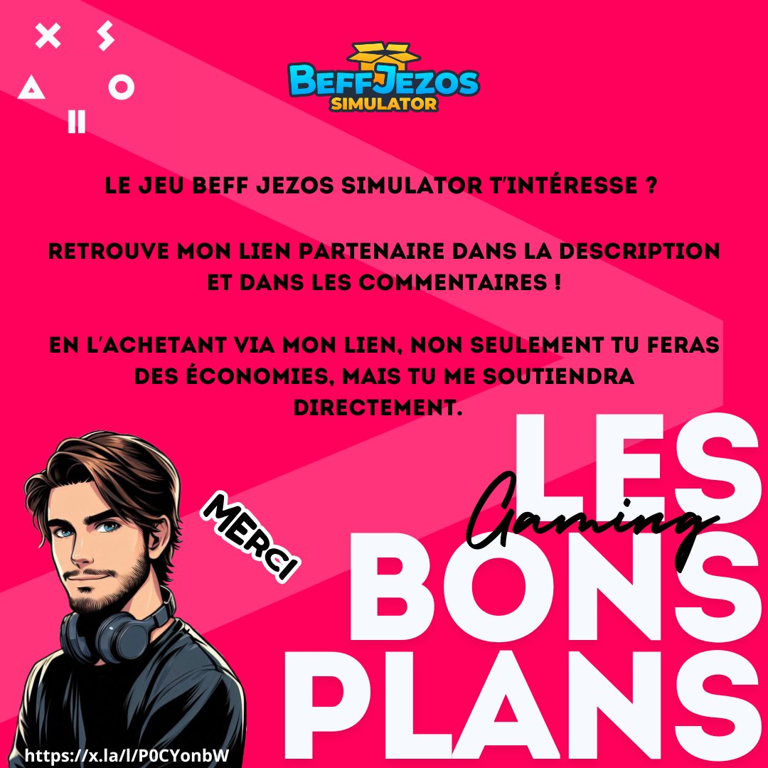 📢 BON PLAN ! Le jeu BEFF JEZOS SIMULATOR t'intéresse ? Tu peux l'acheter en suivant mon lien partenaire, ainsi tu feras des économies et ça me soutiendra directement : x.la/l/P0CYonbW . Bonne journée à tous - #BonPlan #steam #beffjezossimulator #economie #twitch #gaming