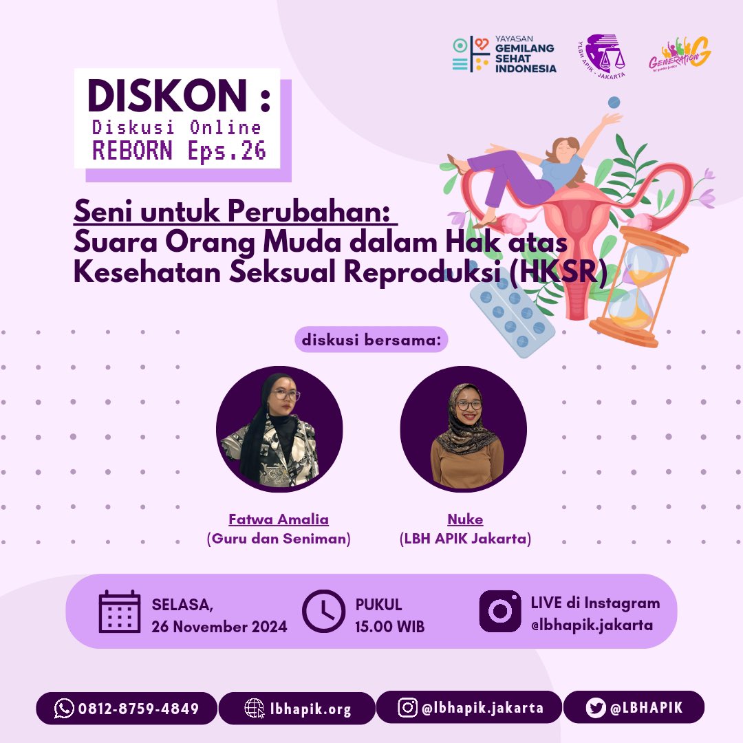 LBHAPIK's tweet photo. Hai-hai #SahabatAPIK, narasumber diskusi online kali ini adalah Fatwa Amalia, seorang guru dan
seniman yang juga aktif mengkampanyekan terkait hak kesehatan seksual dan reproduksi.
Jangan lewatkan DisKon Reborn Eps.26 kali ini yah🤗🌻 https://t.co/FsLpbXzrNv