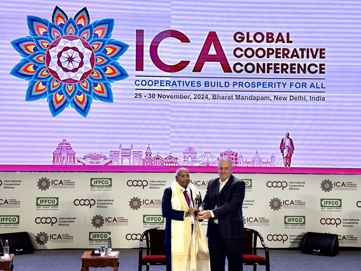 drusawasthi's tweet photo. I am glad and overwhelmed with this historic moment in the history of cooperatives and IFFCO that today I am bestowed with the prestigious ROCHDALE PIONEERS AWARD by International Cooperative Alliance @icacoop for my contribution in growth & development of cooperatives in India and promoting the ethos of IFFCO & Indian Cooperative model across the world. My heartfelt thank to everyone for supporting me in my work. @MinOfCooperatn