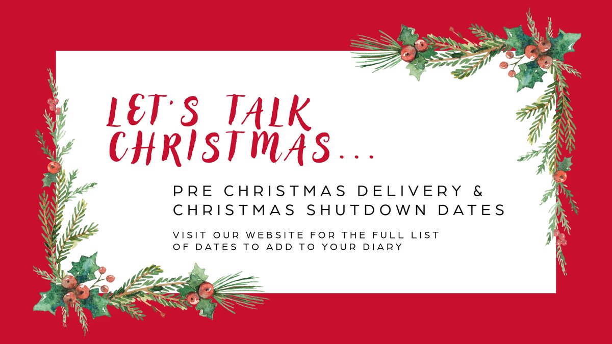 Pre-Christmas deliveries – dates for your diaries! 🎄

With Christmas less than a month away, we have shared our Christmas Delivery Schedule which includes the deadlines for pre-Christmas delivery orders &amp; our Christmas Shutdown hours. Read more here -  bit.ly/GUKContactUs