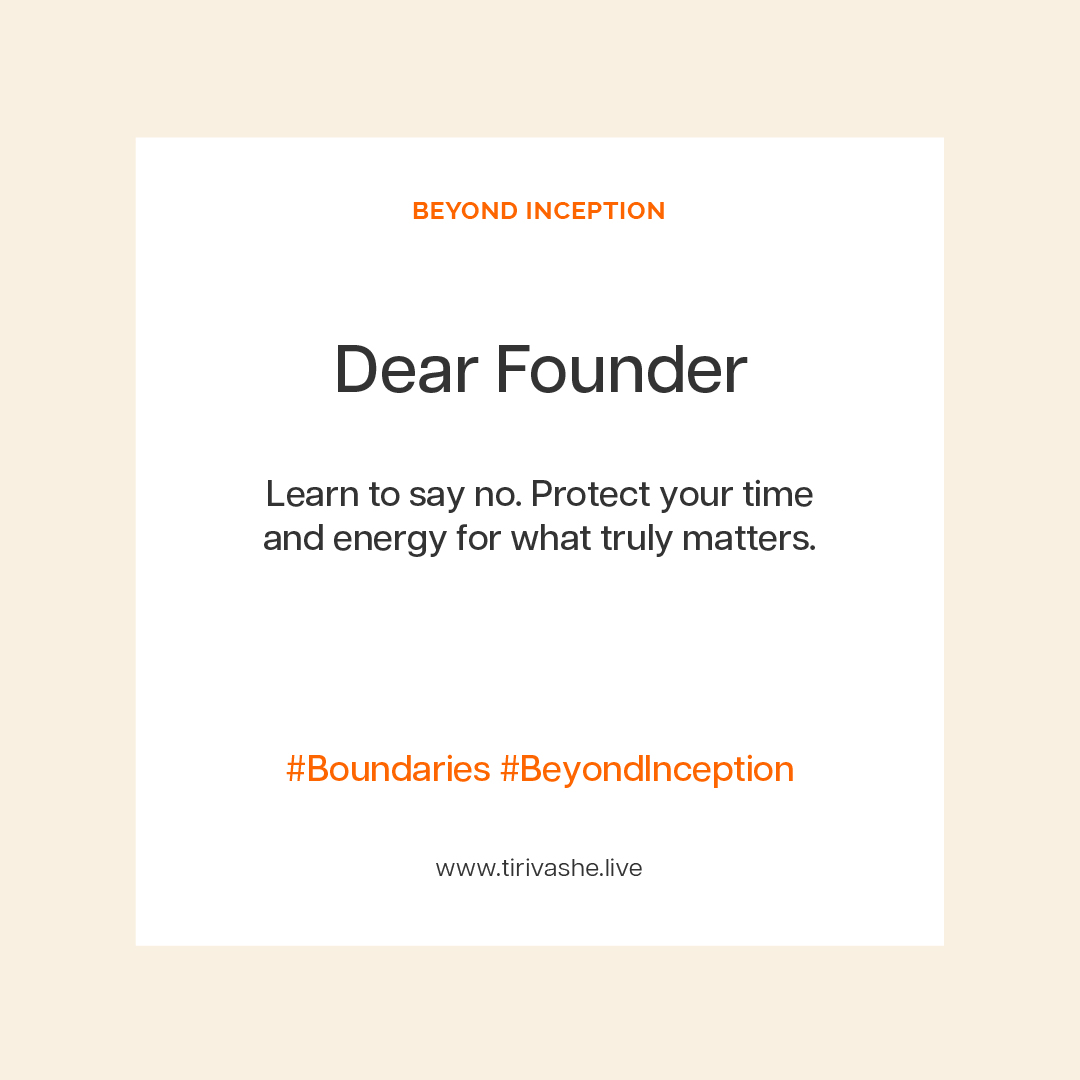tcmundondo's tweet image. Dear Founder.

Learn to say no. Protect your time and energy for what truly matters.

#Boundaries #BeyondInception