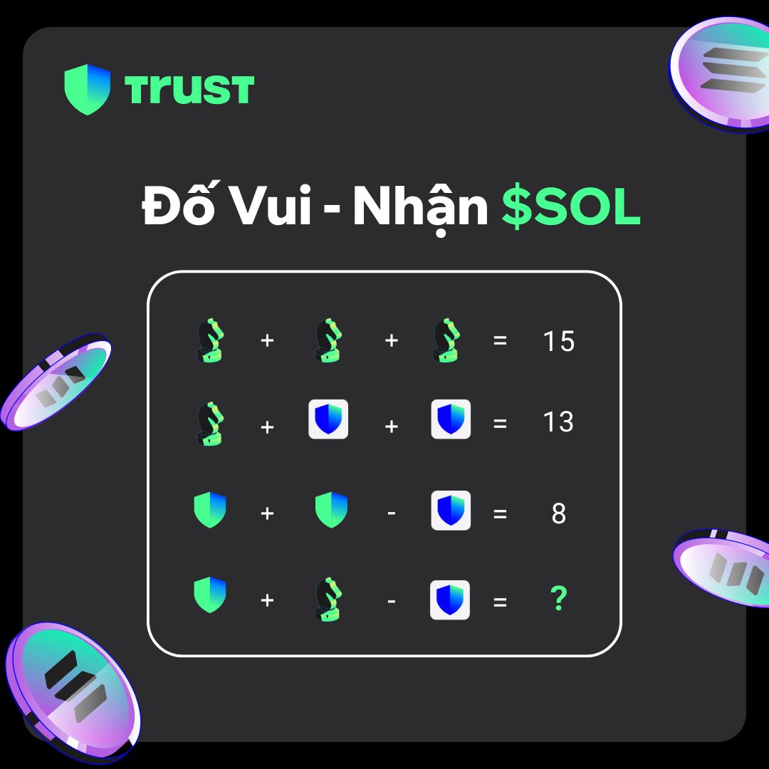 trustwalletviet's tweet photo. Đố vui nhận $SOL thôi🎉 

Trúng 5⃣0⃣$ giá trị SOL
 
💙 Follow @trustwalletviet &amp; https://t.co/r9Dfk4qUiT
💙 Like &amp; RT
💙 Comment đáp án kèm @ username TG 👇

⌛️ Kết quả sẽ được chọn ngẫu nhiên từ TheXPicker vào 3.12  7PM (UTC+7) https://t.co/aPmeQRBqBi