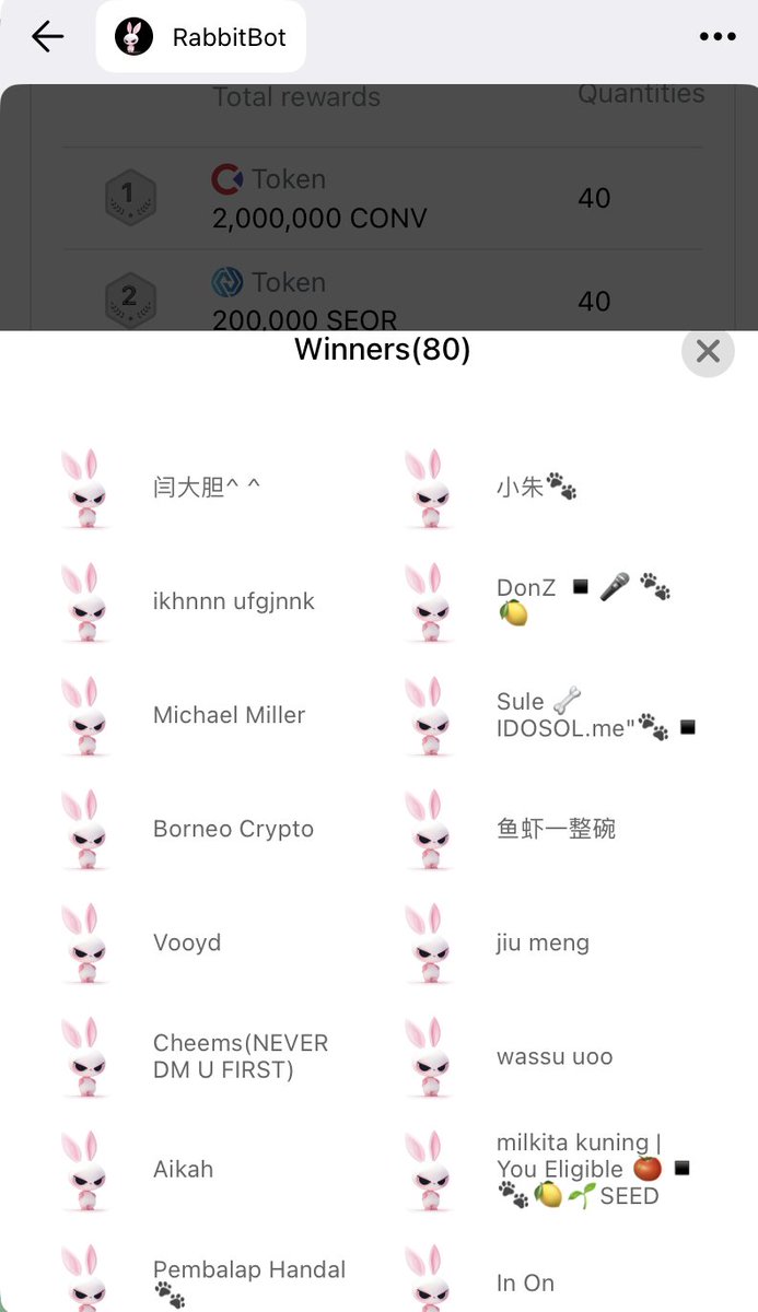 Convergence Finance (@convergencefin) on Twitter photo 🎉Congratulations to all the winning "little rabbits," and thanks to our partner <a href="/SEOR001/">SEOR Network</a> and community management tool <a href="/RabbitBotXYZ/">Rabbit Bot</a> for the support! 🎉Congratulations to all the winning "little rabbits," and thanks to our partner <a href="/SEOR001/">SEOR Network</a> and community management tool <a href="/RabbitBotXYZ/">Rabbit Bot</a> for the support!