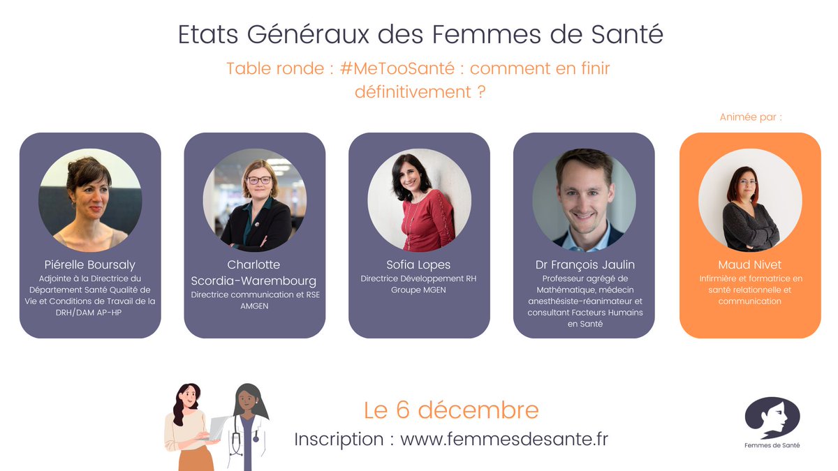 États Généraux Femmes de Santé 2024 - place des femmes dans le secteur professionnel de la santé
Table ronde #MeTooSanté : comment en finir définitivement ? Avec Piérelle Boursaly, <a href="/ChaWarembourg/">Charlotte Scordia Warembourg</a>, Sofia Lopes, Dr <a href="/Francois_JAULIN/">François JAULIN</a>.
Animée par Maud Nivet.
👉🏻 lnkd.in/eGCcWpW5