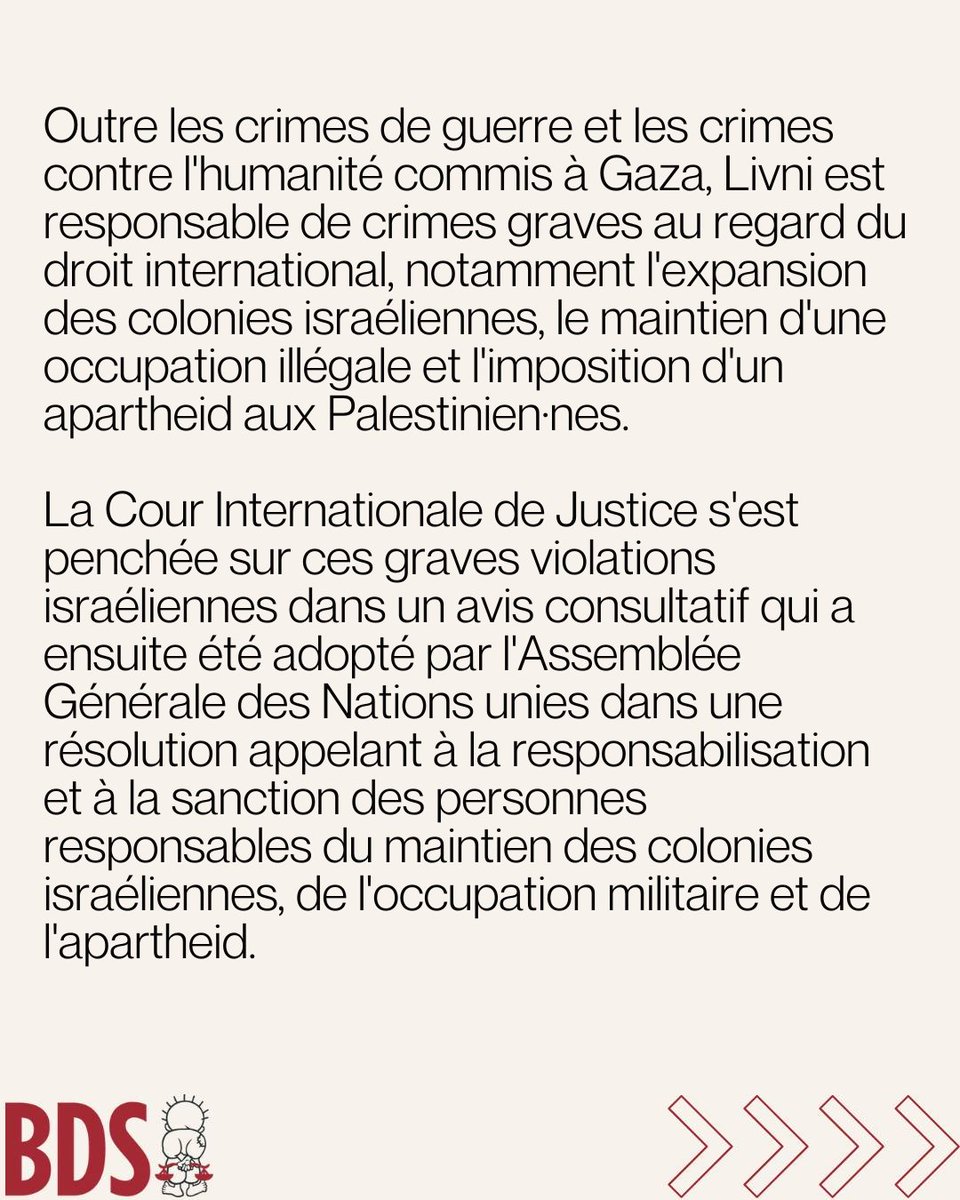 Campagnebds's tweet photo. Nous appellons à faire pression sur les autorités portugaises pour qu'elles arrêtent et poursuivent la criminelle de guerre israélienne Tzipi Livni, qui doit prendre la parole lors d'une conférence des Nations Unies au Portugal le mardi 26 novembre. https://t.co/7O2f7qWmQQ