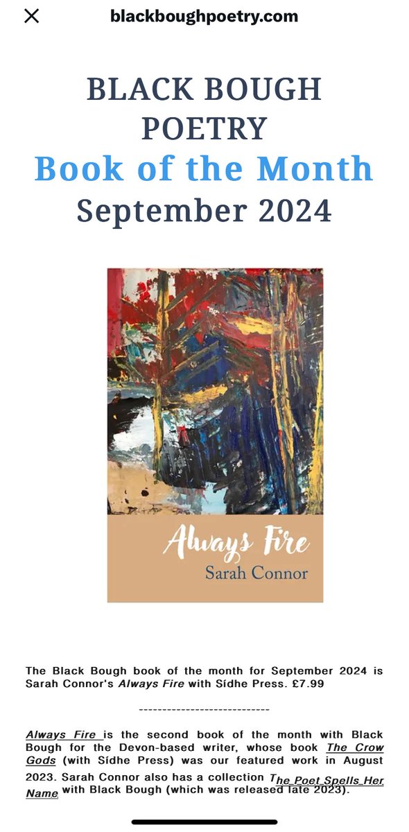 Matthew M C Smith (@matthewmcsmith) on Twitter photo ‘Wistful, nostalgic’ 🔥
Read my review of <a href="/sacosw/">Sarah is The Poet who Spells Her Name.</a>’s ‘Always Fire’ with <a href="/SidhePress/">SÍDHE PRESS</a> the <a href="/blackboughpoems/">Black Bough Poetry / Barddoniaeth Y Gangen Ddu</a> book of the month in September. Shared for <a href="/TopTweetTuesday/">TopTweetTuesday</a>
blackboughpoetry.com/book-reviews-a… ‘Wistful, nostalgic’ 🔥
Read my review of <a href="/sacosw/">Sarah is The Poet who Spells Her Name.</a>’s ‘Always Fire’ with <a href="/SidhePress/">SÍDHE PRESS</a> the <a href="/blackboughpoems/">Black Bough Poetry / Barddoniaeth Y Gangen Ddu</a> book of the month in September. Shared for <a href="/TopTweetTuesday/">TopTweetTuesday</a>
blackboughpoetry.com/book-reviews-a…