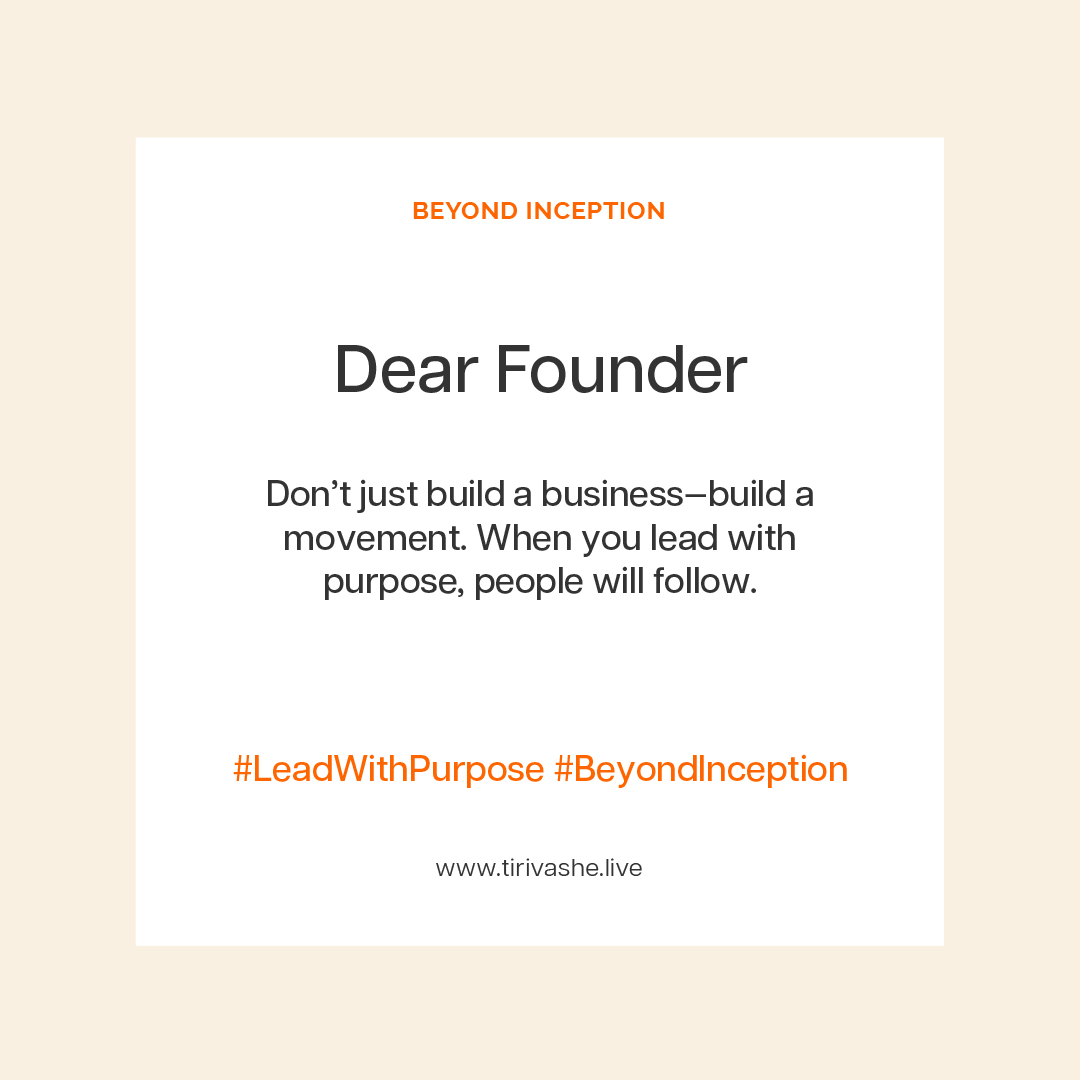tcmundondo's tweet image. Dear Founder.

Don’t just build a business—build a movement. When you lead with purpose, people will follow.

#LeadWithPurpose #BeyondInception
