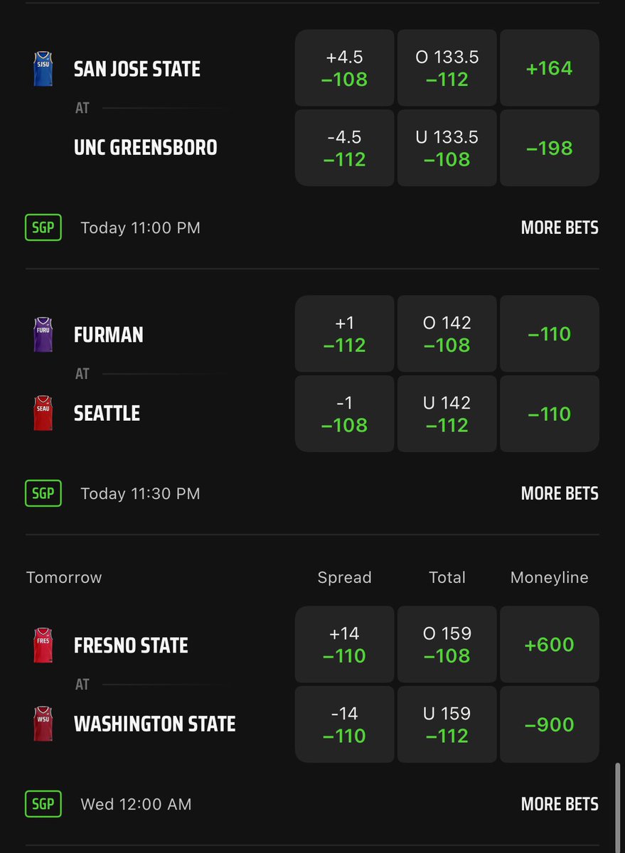 LineTimeSports's tweet image. College ball starting at 10:30 and going all the way through midnight tonight? Sounds like a buuuuunch of mid-day betting.