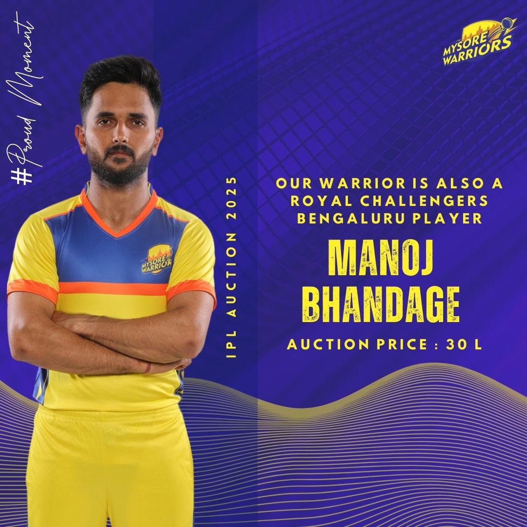 Back at the Chinnaswamy ♥️💛

Our fiery 𝘼𝙡𝙡 𝙍𝙤𝙪𝙣𝙙𝙚𝙧 will play for @royalchallengers.bengaluru in the IPL 🏆

#MysoreWarriors #Mysore  #RoyalChallengersBengaluru #RCB #IPL2025 #IPLAuction2025