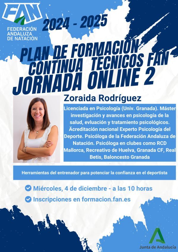 fanatacion's tweet photo. #FORMACION | FORMACIÓN CONTÍNUA FAN 
Seguimos!!  Plan de Formación Continua para los Técnicos FAN
Segunda jornada ONLINE - 4 diciembre 2024 – 10:00
Herramientas del entrenador para potenciar la confianza en el deportista
Zoraida Rodríguez 👉 Inscríbete en https://t.co/IPYGZYFPT0 https://t.co/2fMQbHunQn