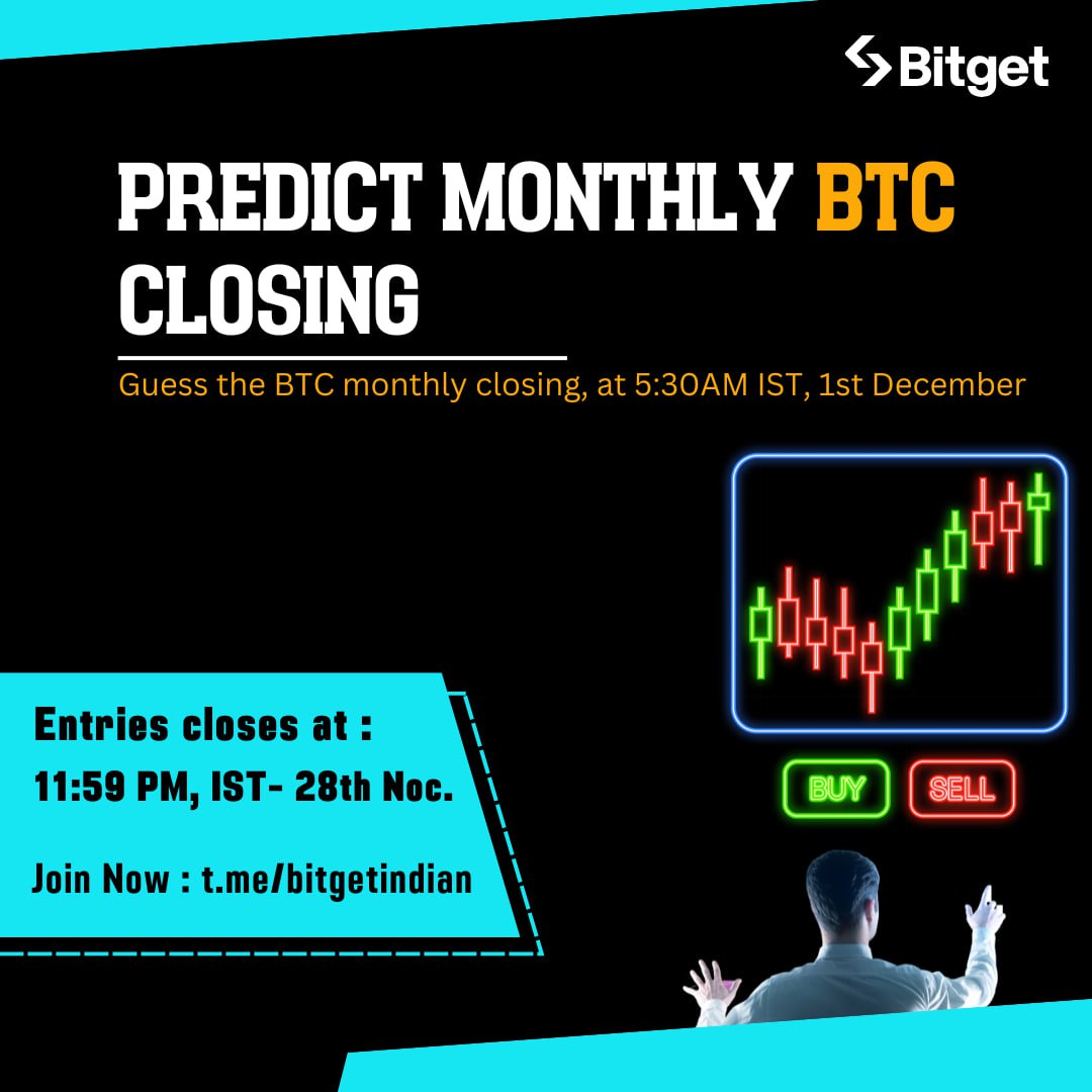 BitgetIndia's tweet photo. 🔮 Predict the Monthly #Bitcoin Closing and share 50 $BGB
🏆 10 closest predictions win
✅ Join our community & share your prediction there with #BTC
https://t.co/EVCB0JJpnT
✅ Follow,RT & Tag 3 frens with #BitgetChallenge #BTC https://t.co/xE7a0kiHeI
