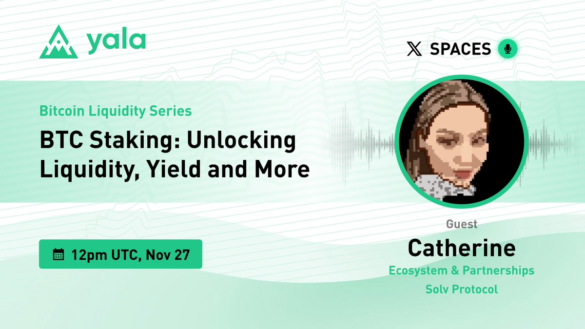 🗻 Bitcoin Liquidity Series: w/ <a href="/SolvProtocol/">Solv Protocol</a>

Join <a href="/catwychan/">Catherine is Solving</a> tomorrow at 12pm UTC for a deep dive into:

- Solv's BTC-SBTC bridge &amp; yield strategy
- The Staking Abstraction Layer (SAL) and its impact
- The future of BTCFi and Solv's growth roadmap

Set a reminder 👇
