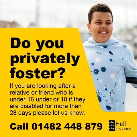 We are raising awareness of private fostering in Hull to ensure that children living in these arrangements get the support they need.

Find out how the council can help by visiting: Private fostering | Hull

#PrivateFosteringHull
#PrivateFostering